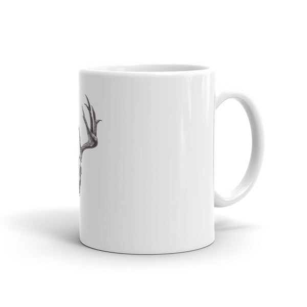 Stag Skull Black Ink Mug by Robert Bowen - Robert Bowen Tees