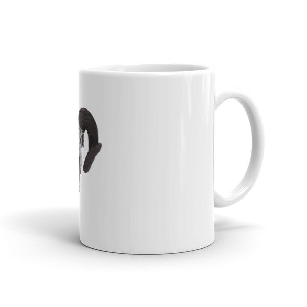 Ram Skull Concave Turned Horns Black Ink by Robert Bowen Mug - Robert Bowen Tees