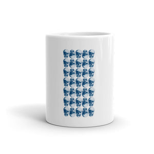 Skulls Grid Blue Ink by Robert Bowen Mug - Robert Bowen Tees