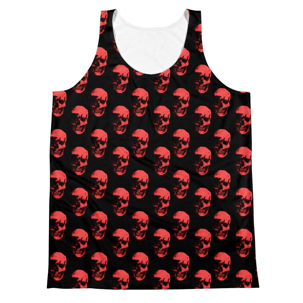 Polka Red Skulls by Robert Bowen Unisex Tank Top - Robert Bowen Tees