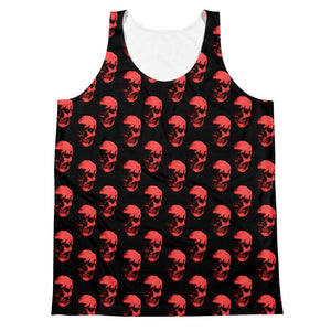 Polka Red Skulls by Robert Bowen Unisex Tank Top - Robert Bowen Tees