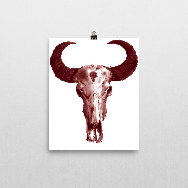 Stag Skull Brown Ink Poster by Robert Bowen - Robert Bowen Tees