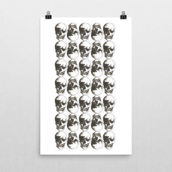 Skulls Grid Black Ink Poster by Robert Bowen - Robert Bowen Tees