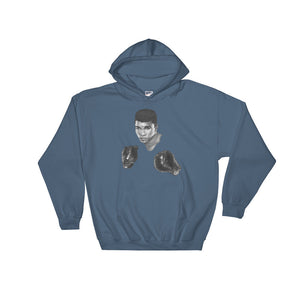 Mo Ali Boxing Hooded Sweatshirt Illustrated by Robert Bowen - Robert Bowen Tees