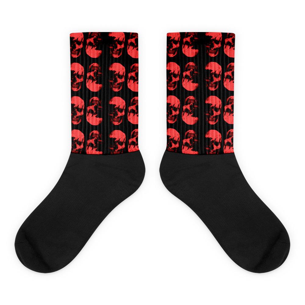 Red Skulls Opposites Socks by Robert Bowen - Robert Bowen Tees