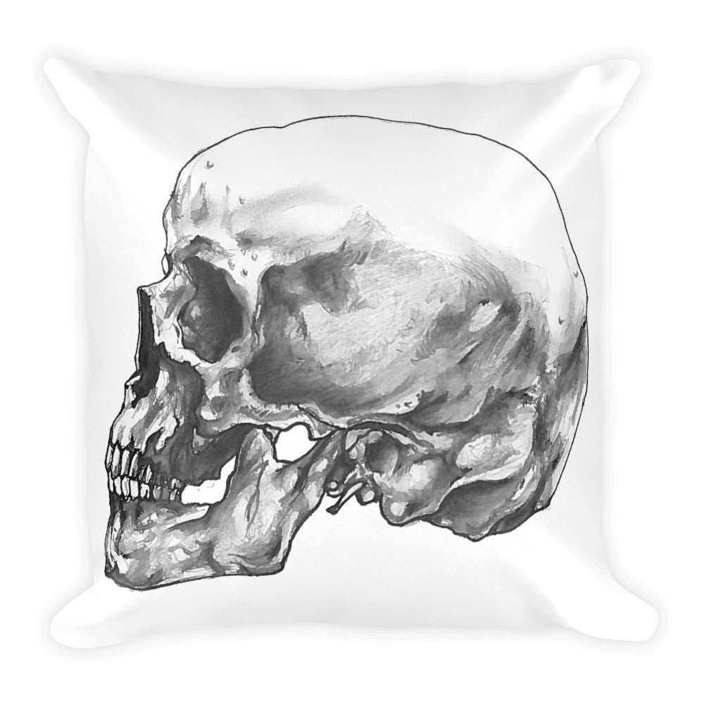 Skull Profile Square Cushion by Robert Bowen - Robert Bowen Tees