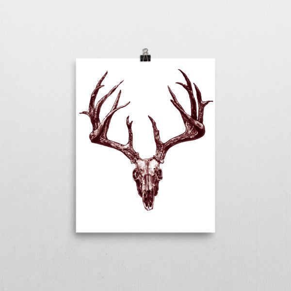 Stag Skull Brown Ink Poster by Robert Bowen - Robert Bowen Tees