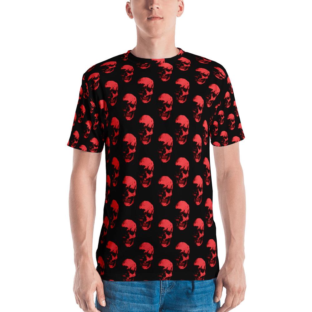 Polka Red Skulls by Robert Bowen Men's T-shirt - Robert Bowen Tees