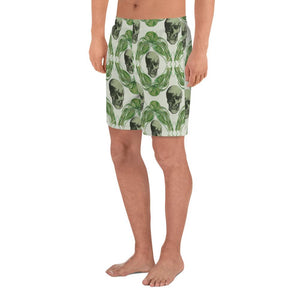 Skulls & Leaves by Robert Bowen All-Over Print Men's Athletic Long Shorts - Robert Bowen Tees