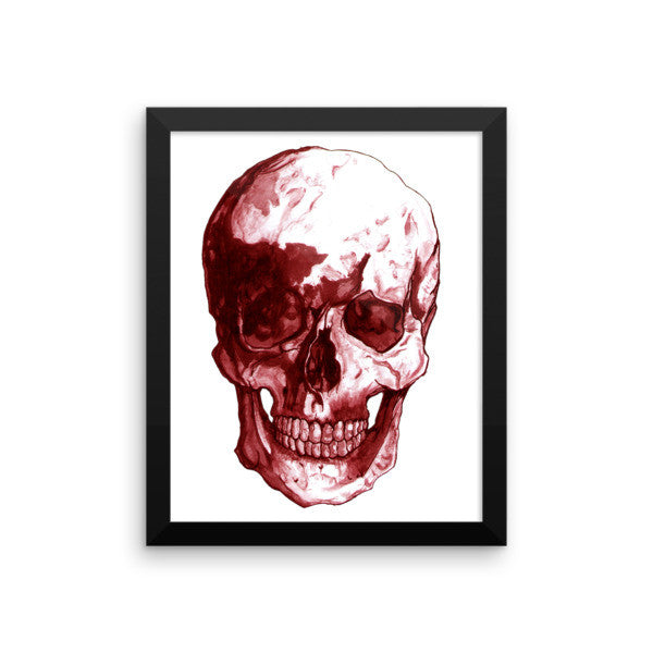 Skull Red Ink Framed Poster by Robert Bowen - Robert Bowen Tees