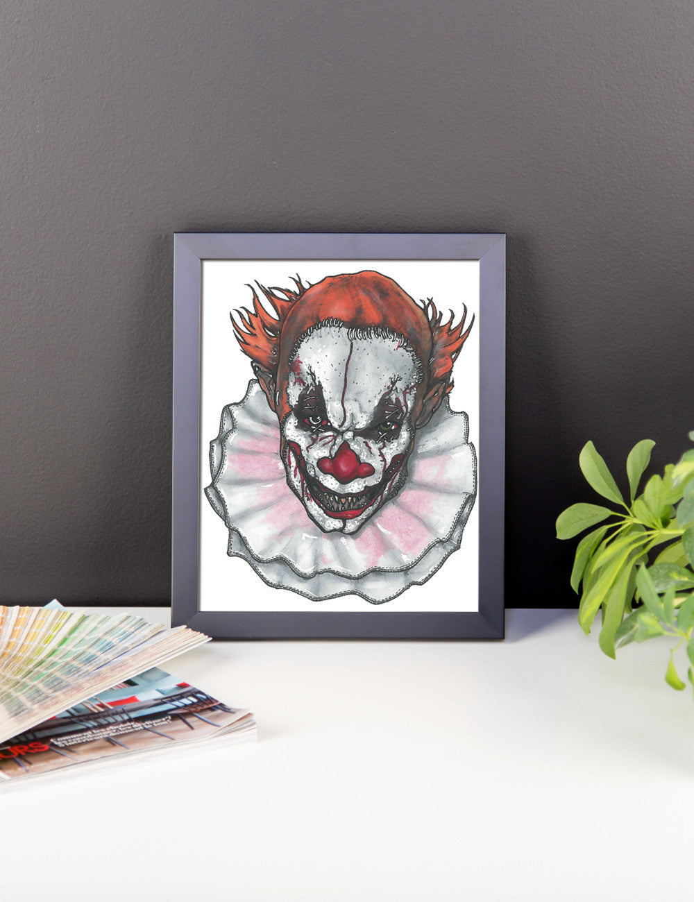 Scary Clown by Robert Bowen Framed Poster - Robert Bowen Tees