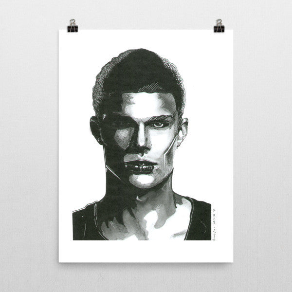 Comic Model Man Black Ink Poster - Robert Bowen Tees