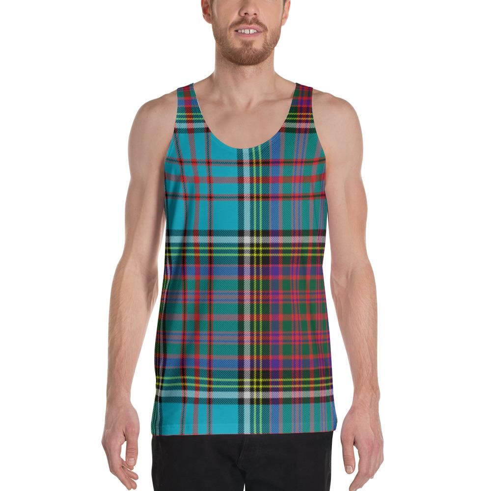 Blue Plaid Unisex Tank Top by Robert Bowen - Robert Bowen Tees