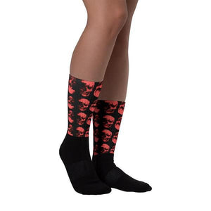 Red Skulls Opposites Socks by Robert Bowen - Robert Bowen Tees