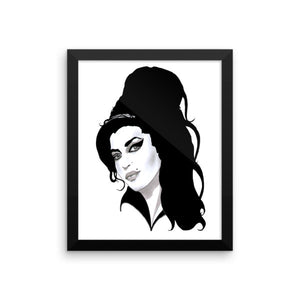 Amy Winehouse Black Ink Framed Poster - Robert Bowen Tees