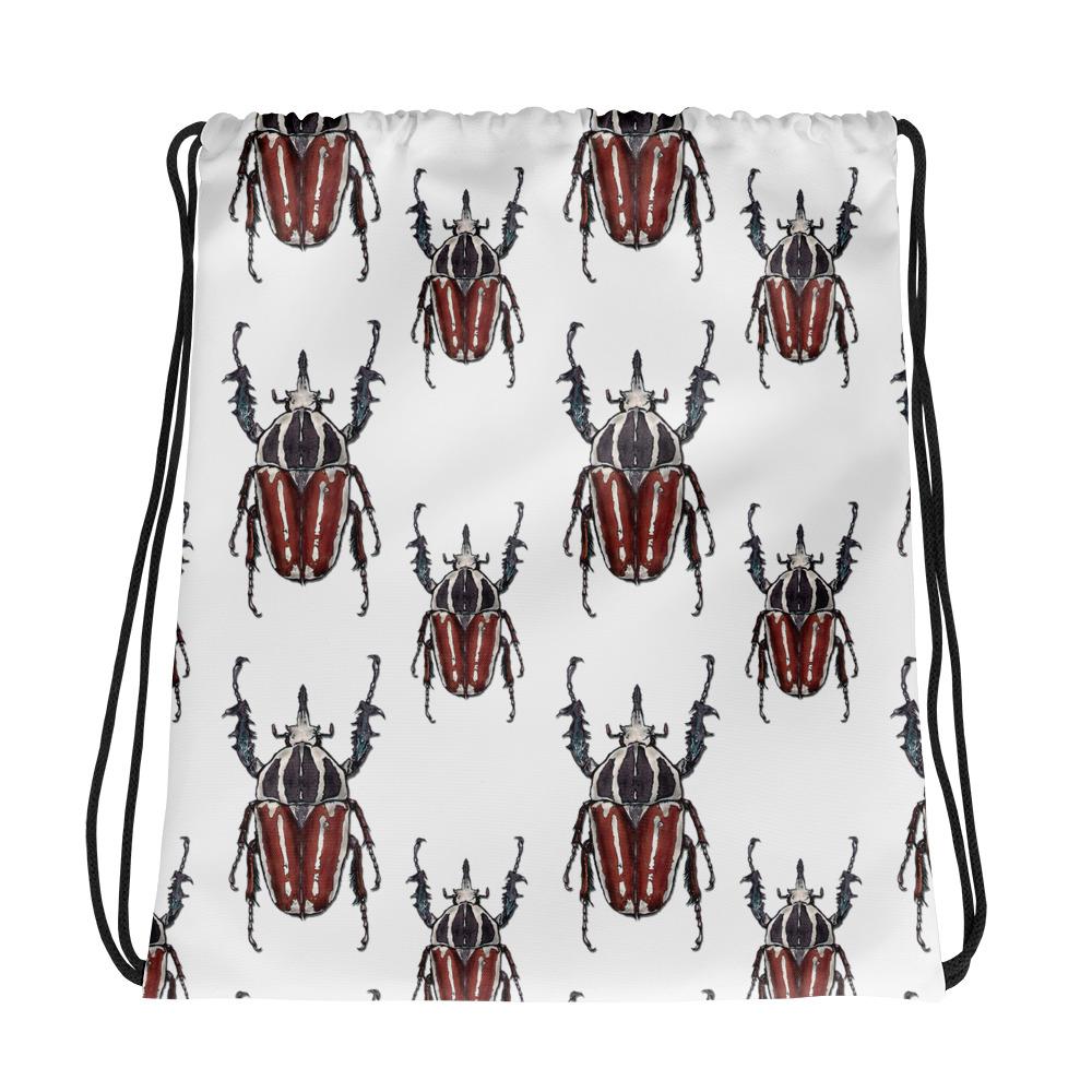 Polka Brown Beetles by Robert Bowen Drawstring Bag - Robert Bowen Tees