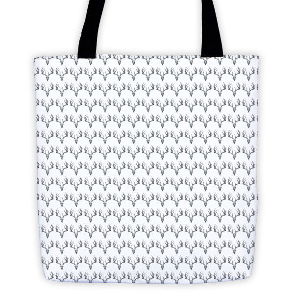 Stag Skulls Repeat Patterns Tote Bag by Robert Bowen - Robert Bowen Tees