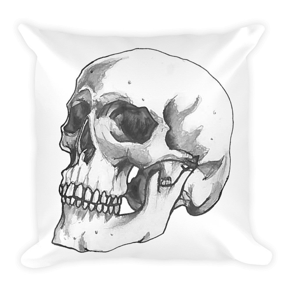 Skull 3/4 Square Cushion Illustrated by Robert Bowen - Robert Bowen Tees