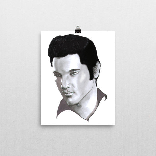 Elvis Presley Black Ink Poster - Robert Bowen Tees