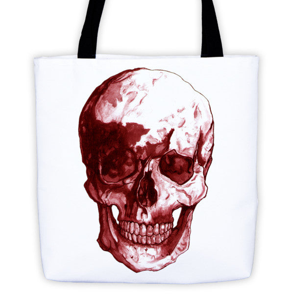 Skull Red Ink Tote Bag by Robert Bowen - Robert Bowen Tees