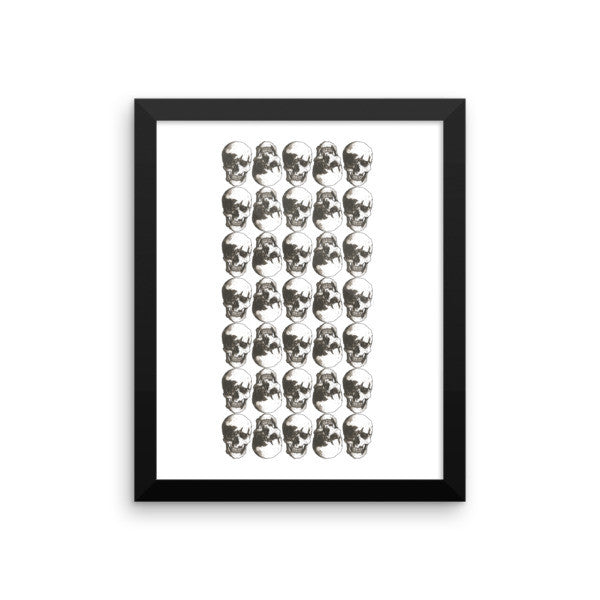 Skulls Grid Black Ink Framed Poster by Robert Bowen - Robert Bowen Tees