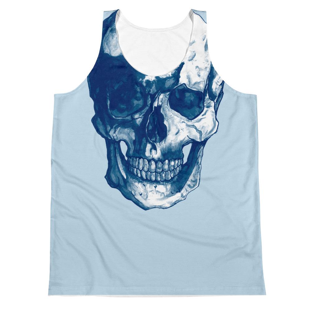 Blue Skull Collar Bone Unisex Tank Top by Robert Bowen - Robert Bowen Tees