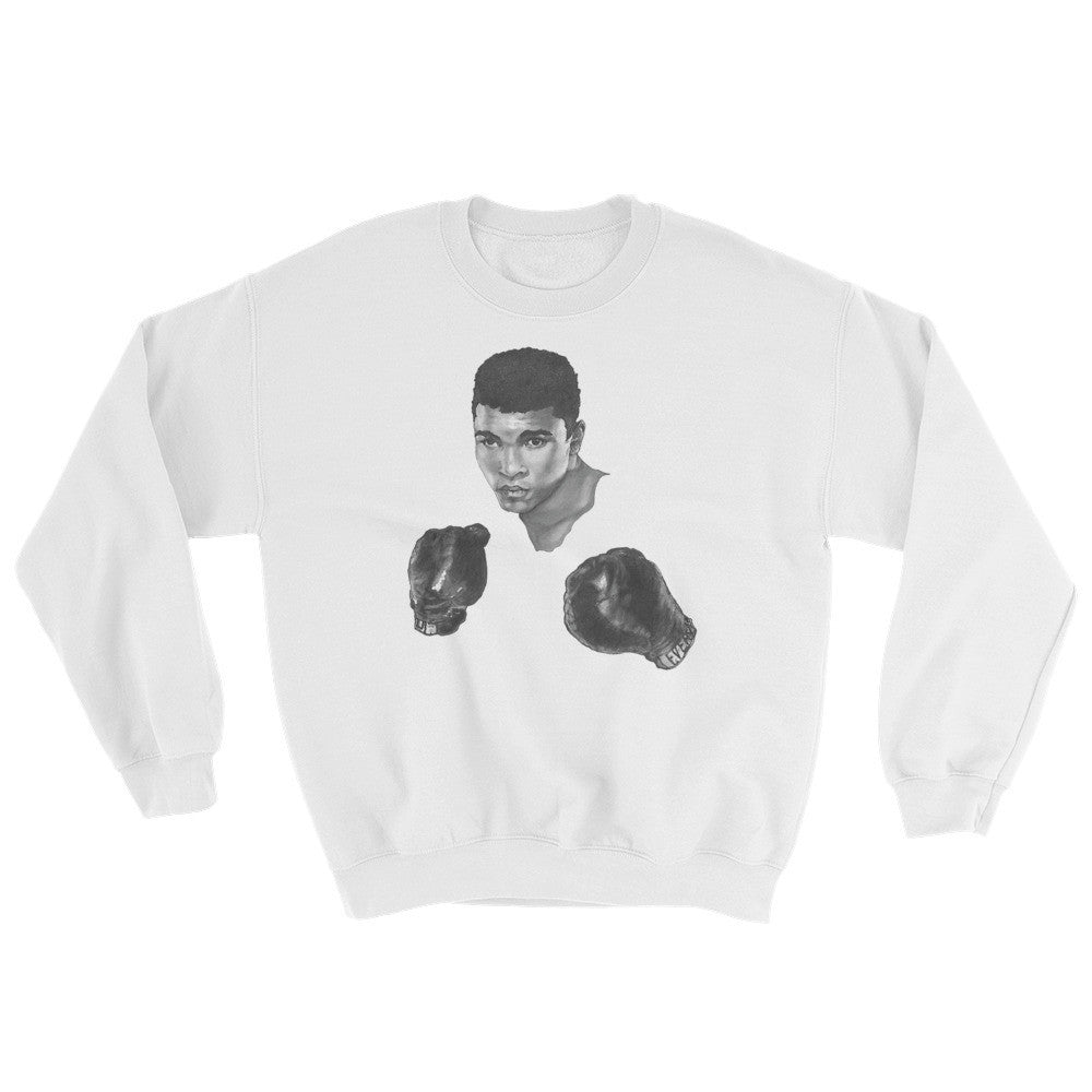 Mo Ali Boxing Sweatshirt Illustrated by Robert Bowen - Robert Bowen Tees