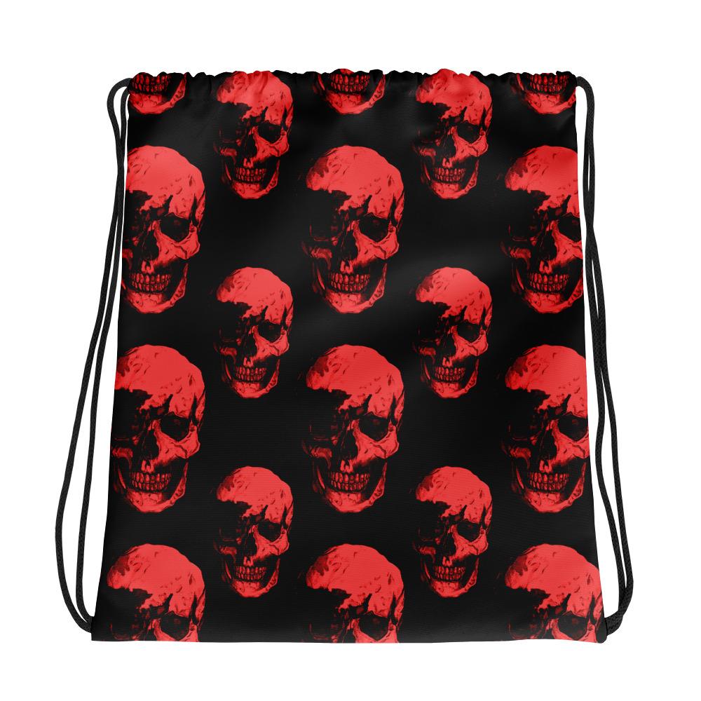 Red Skulls Drawstring Bag by Robert Bowen - Robert Bowen Tees