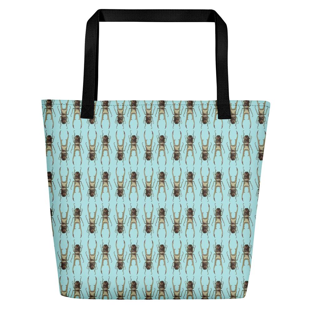 Unisex Stag Beetles Opposites Beach Bag Textiles by Robert Bowen - Robert Bowen Tees
