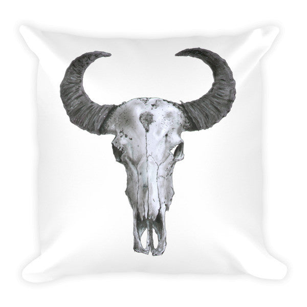 Ram Skull Black Ink Cushion - Robert Bowen Tees