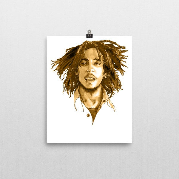 Bob Marley Brown Ink Poster - Robert Bowen Tees