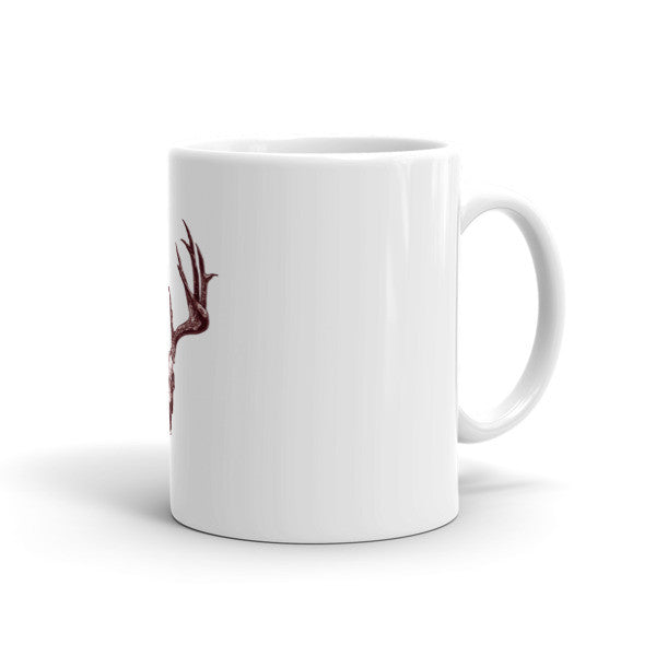 Stag Skull Brown Ink by Robert Bowen Mug - Robert Bowen Tees