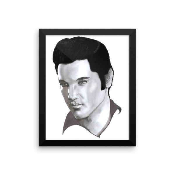 Elvis Presley Black Ink Framed Poster - Robert Bowen Tees