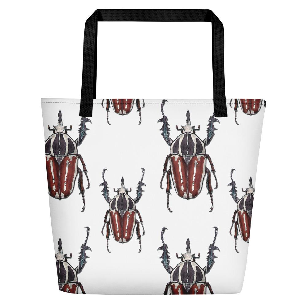Polka Brown Beetles by Robert Bowen Beach Bag - Robert Bowen Tees
