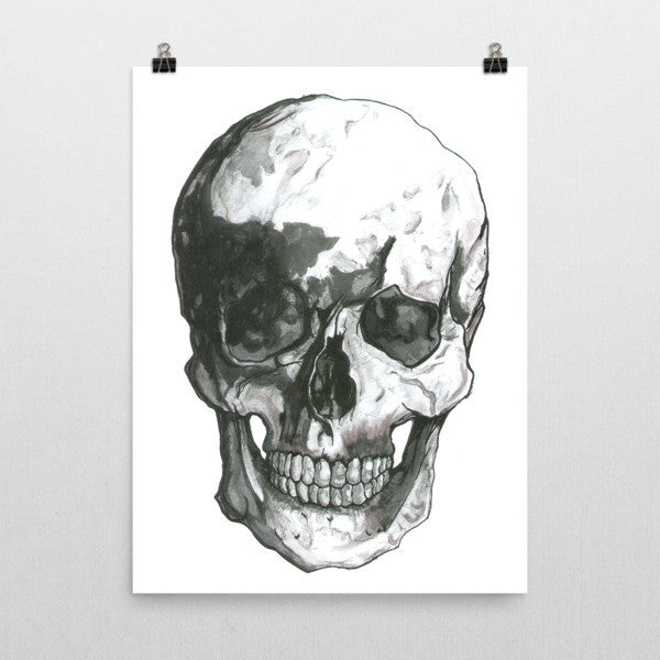 Skull Black Ink Poster - Robert Bowen Tees