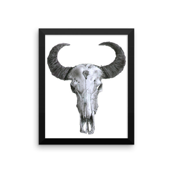 Ram Skull Black Ink Framed Poster - Robert Bowen Tees