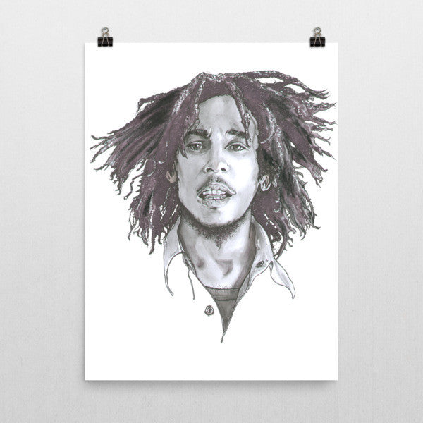 Bob Marley Black Ink Poster - Robert Bowen Tees