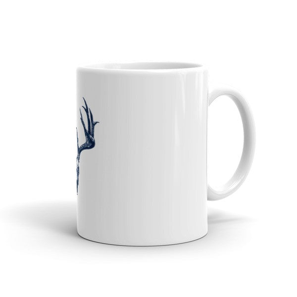 Stag Skull Blue Ink by Robert Bowen Mug - Robert Bowen Tees