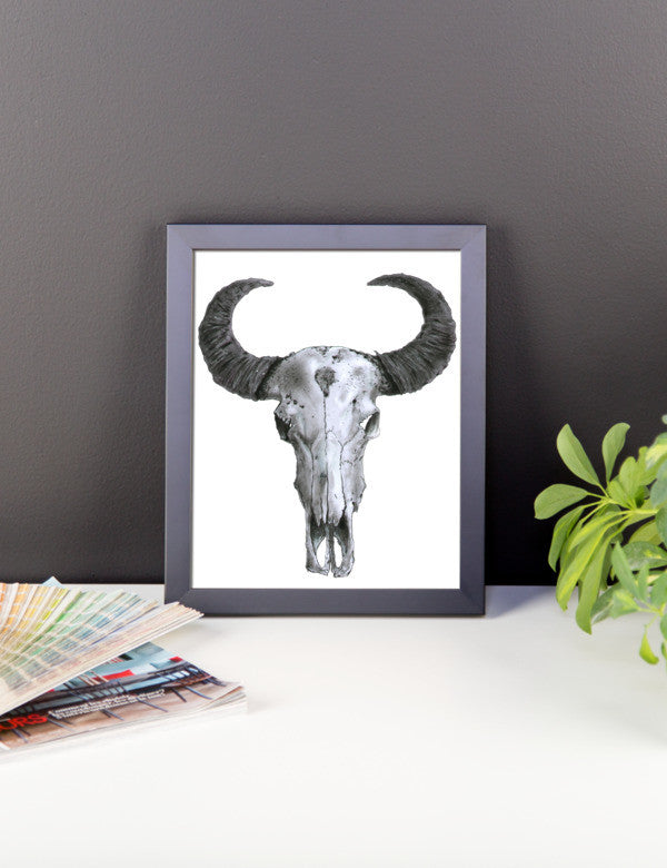 Ram Skull Black Ink Framed Poster - Robert Bowen Tees