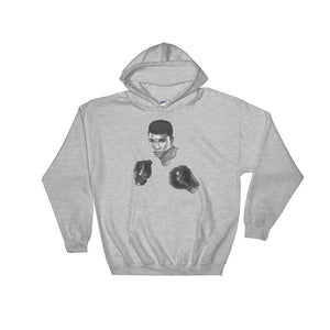 Mo Ali Boxing Hooded Sweatshirt Illustrated by Robert Bowen - Robert Bowen Tees
