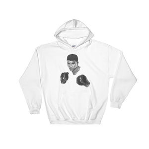 Mo Ali Boxing Hooded Sweatshirt Illustrated by Robert Bowen - Robert Bowen Tees
