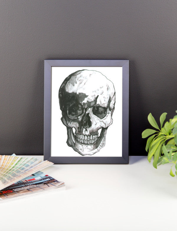 Skull Black Ink Framed Poster - Robert Bowen Tees