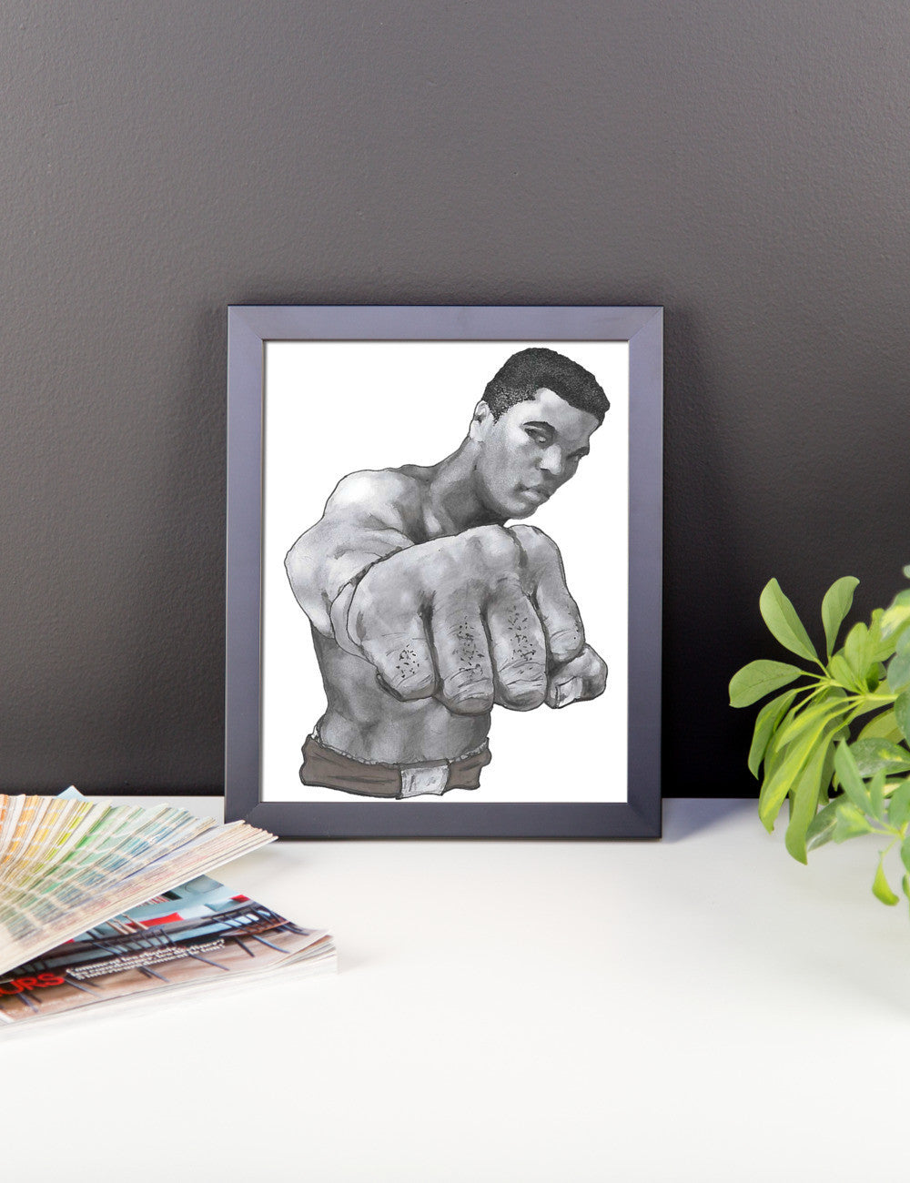 MU Ali Perspective Fist Framed Poster illustrated by Robert Bowen - Robert Bowen Tees