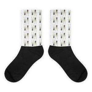 Stag Beetles Black Foot Socks by Robert Bowen - Robert Bowen Tees