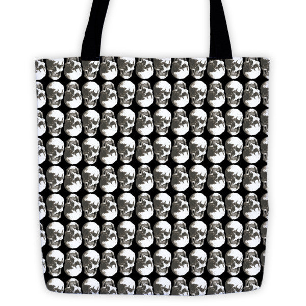 Polka Skulls Black & White Tote Bag by Robert Bowen - Robert Bowen Tees