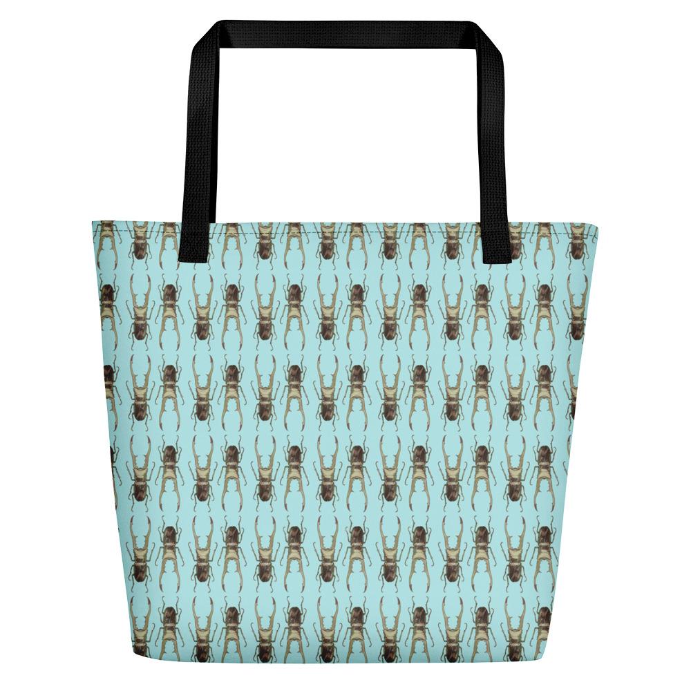 Unisex Stag Beetles Opposites Beach Bag Textiles by Robert Bowen - Robert Bowen Tees