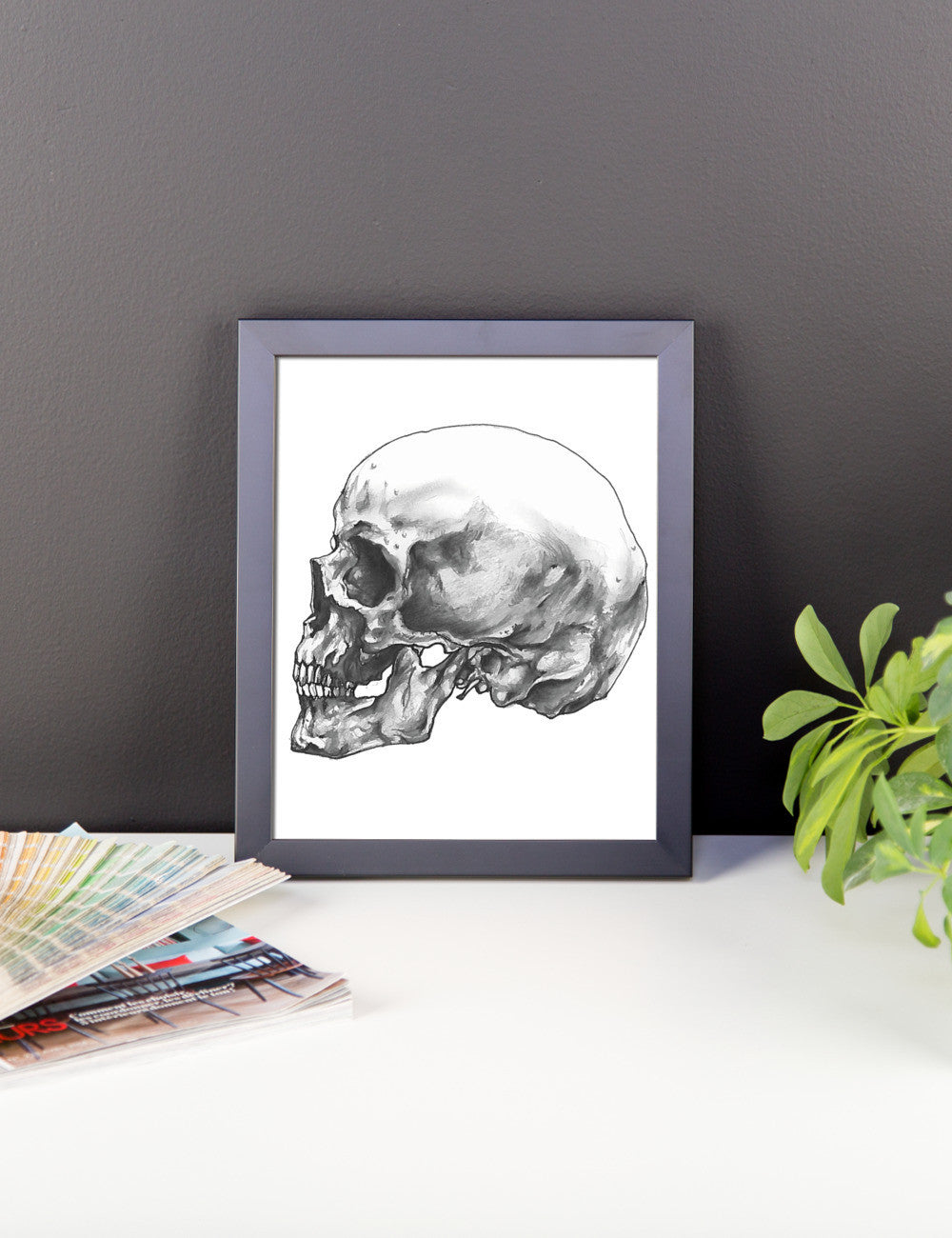 Skull Profile Framed Poster Illustrated by Robert Bowen - Robert Bowen Tees