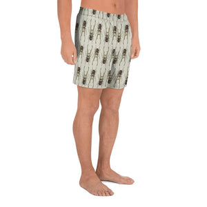 Twin Stag Beetles by Robert Bowen Men's Athletic Long Shorts - Robert Bowen Tees