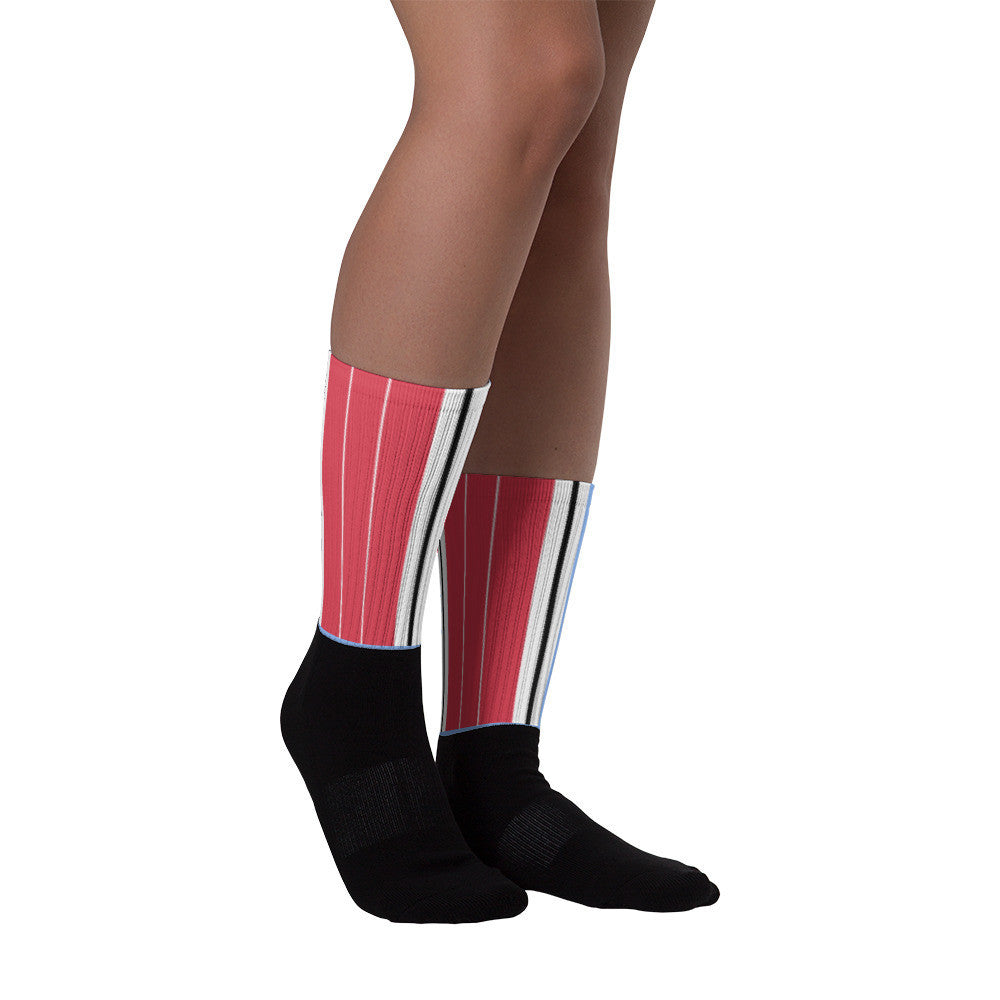 Windrush Blue & Red Black foot socks by Robert Bowen - Robert Bowen Tees