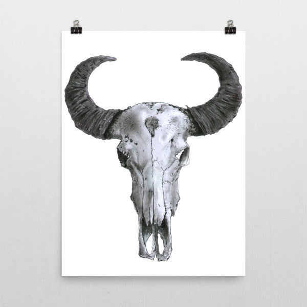 Ram Skull Black Ink Poster by Robert Bowen - Robert Bowen Tees